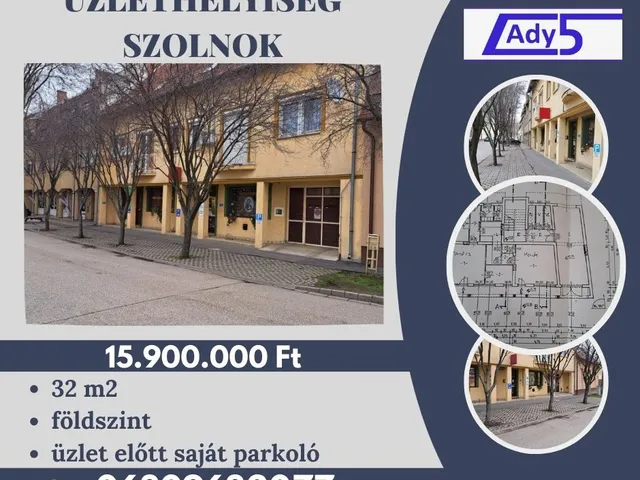 Eladó kereskedelmi és ipari ingatlan Szolnok, Belváros 32 nm