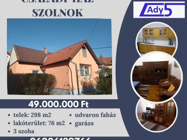 Szolnok eladó családi ház 3 szobás: 47,9 millió Ft