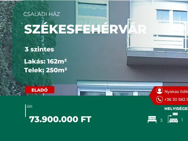 Székesfehérvár eladó családi ház 4 szobás: 73,9 millió Ft