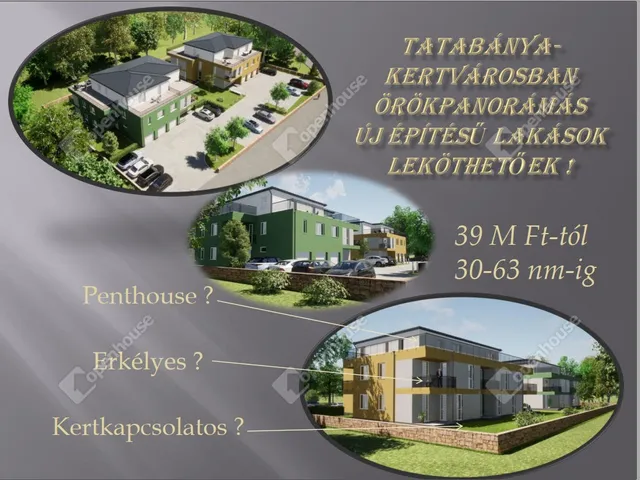 Eladó új építésű lakópark Tatabánya, Kertváros 30 nm