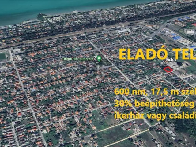 Eladó telek Siófok, Belváros 601 nm