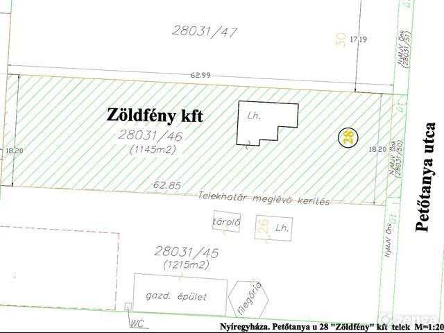 Nyíregyháza eladó építési telek 1145 m² telekterületű: 30 millió Ft